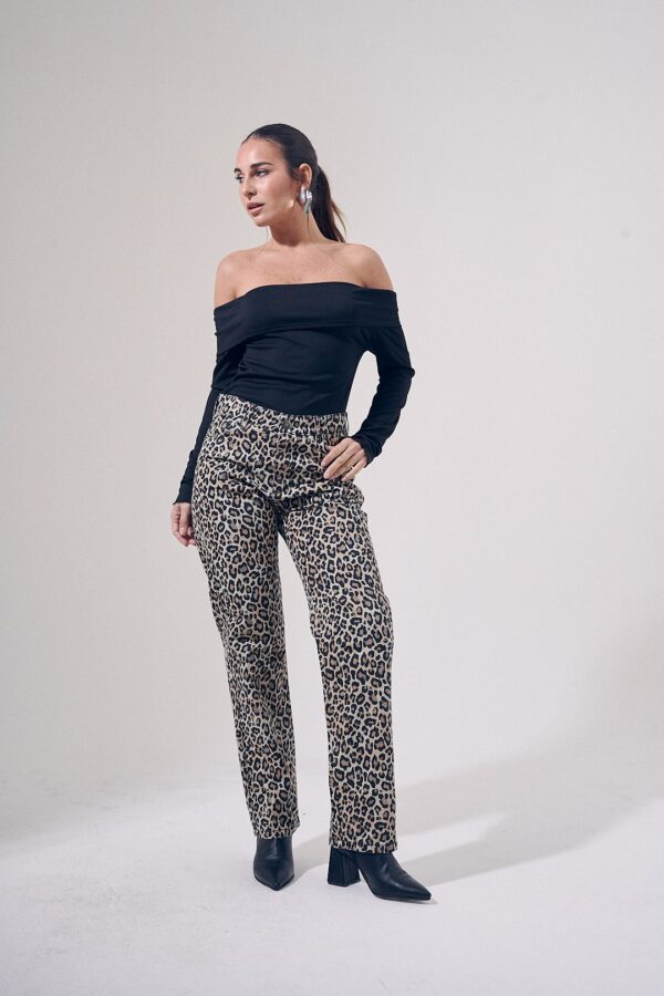 Pantalón recto de gabardina Animal Print Art. 929